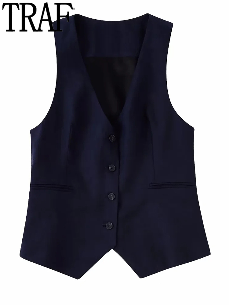 Women's Vests TRAF Navy Blue Sleeveless Jacket Woman Office Women's Tailored Vest Autumn Short Jacket Elegant Waistcoat For Women Suit Vest 221202, Navy blue vest
Women's Vests TRAF Navy Blue Sleeveless Jacket Woman Office Women's Tailored Vest Autumn Short Jacket Elegant Waistcoat For Women Suit Vest 221202, Navy blue vest