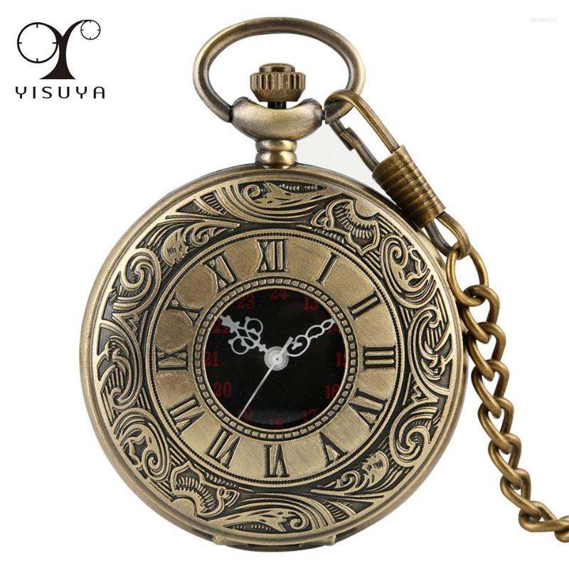 Pocket Watches Exquisite Bronze Roman Numerals Necklace Pendant Watch Hollow Circle Cover Black Dial Antique Cool Men Women Clock, With 80 cm chain
Pocket Watches Exquisite Bronze Roman Numerals Necklace Pendant Watch Hollow Circle Cover Black Dial Antique Cool Men Women Clock, With 80 cm chain