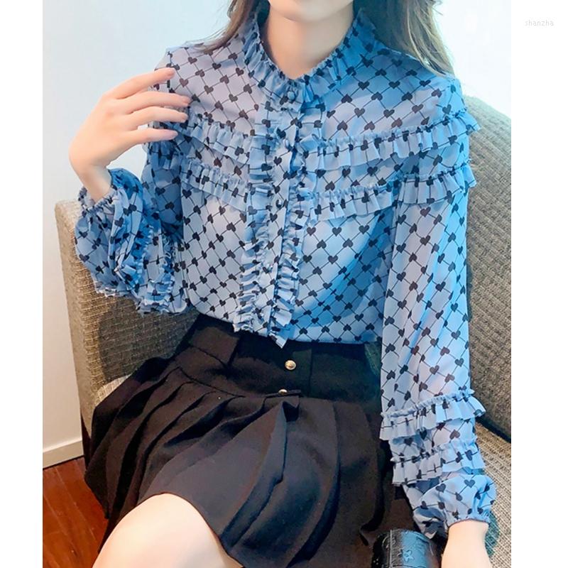 Women' Blouses Wood Ruffles Splicing Chiffon Shirt Women' Long Sleeve Autumn Fashion Chic Blouse Sweet Age Reducing Polka Dot Top, Blue
Women' Blouses Wood Ruffles Splicing Chiffon Shirt Women' Long Sleeve Autumn Fashion Chic Blouse Sweet Age Reducing Polka Dot Top, Blue