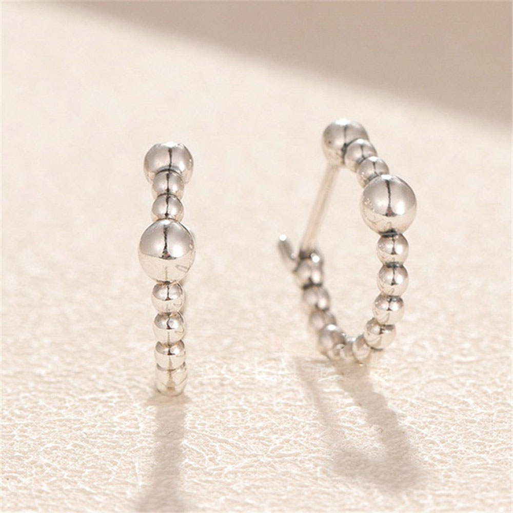 925 Sterling Silver String of Beads Hoop Earrings Fits European Pandora Style Jewelry Fashion Earrings
925 Sterling Silver String of Beads Hoop Earrings Fits European Pandora Style Jewelry Fashion Earrings