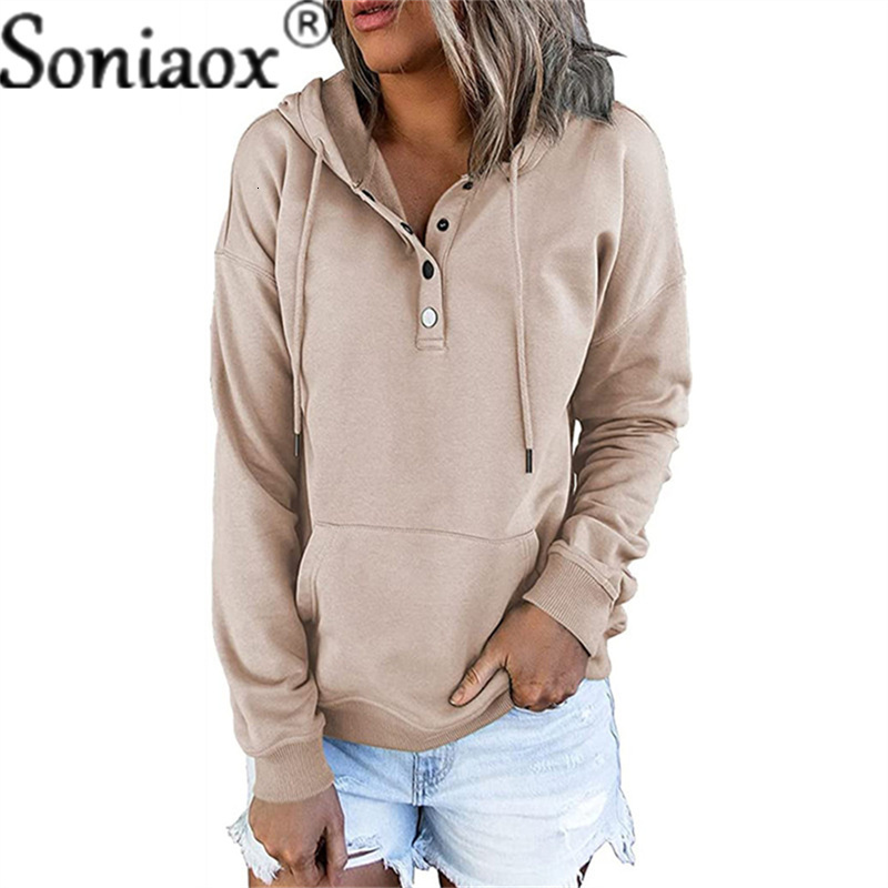 Women's Hoodies Sweatshirts Solid Color Hooded Autumn Winter Harajuku Ladies Casual Loose Long Sleeve Pocket Pullovers 221201