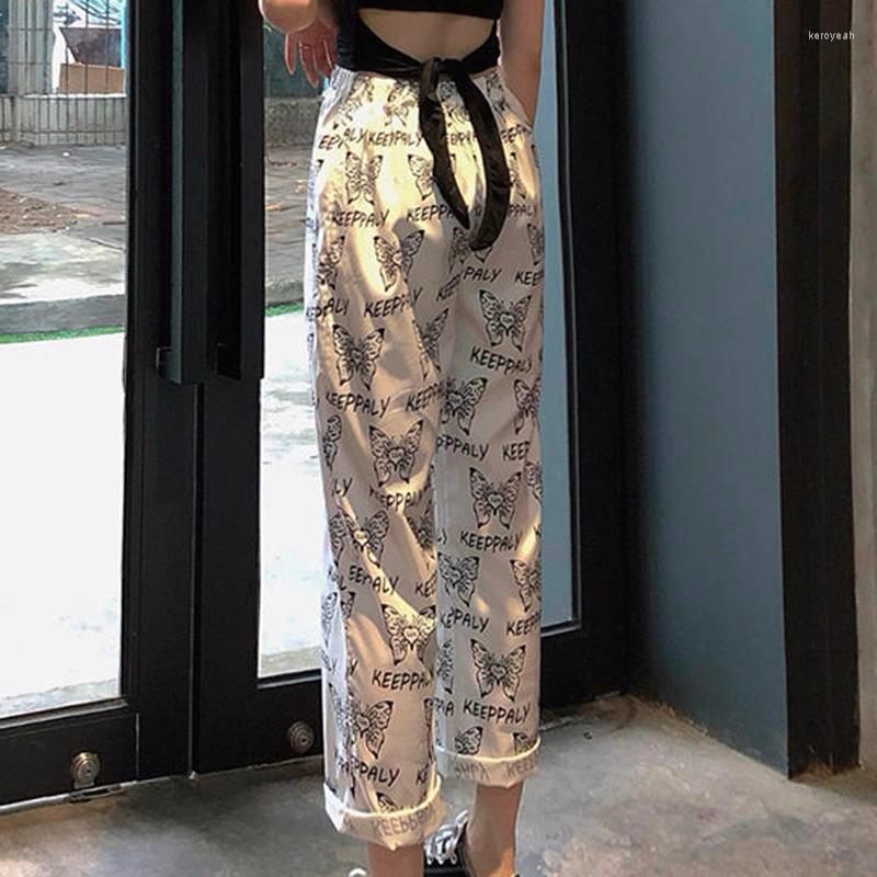 Women' Pants 2022 Summer Wild Fashion Y2k Butterfly Print Student High Waist Casual Loose Thin Wide-leg Trousers Punk Streetwear, White
Women' Pants 2022 Summer Wild Fashion Y2k Butterfly Print Student High Waist Casual Loose Thin Wide-leg Trousers Punk Streetwear, White