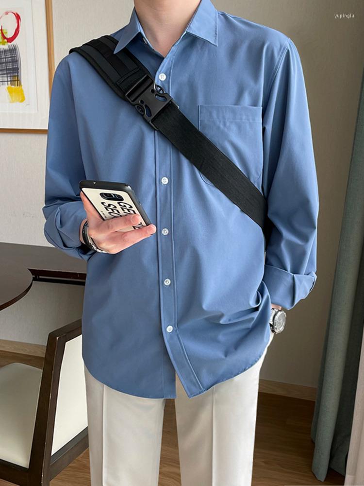 Men's Casual Shirts SYUHGFA Men Clothing 2022 Autumn Lapel Long Sleeve Solid Color Shirt For Single Breasted Loose Korean Streetwear, Blue
Men's Casual Shirts SYUHGFA Men Clothing 2022 Autumn Lapel Long Sleeve Solid Color Shirt For Single Breasted Loose Korean Streetwear, Blue