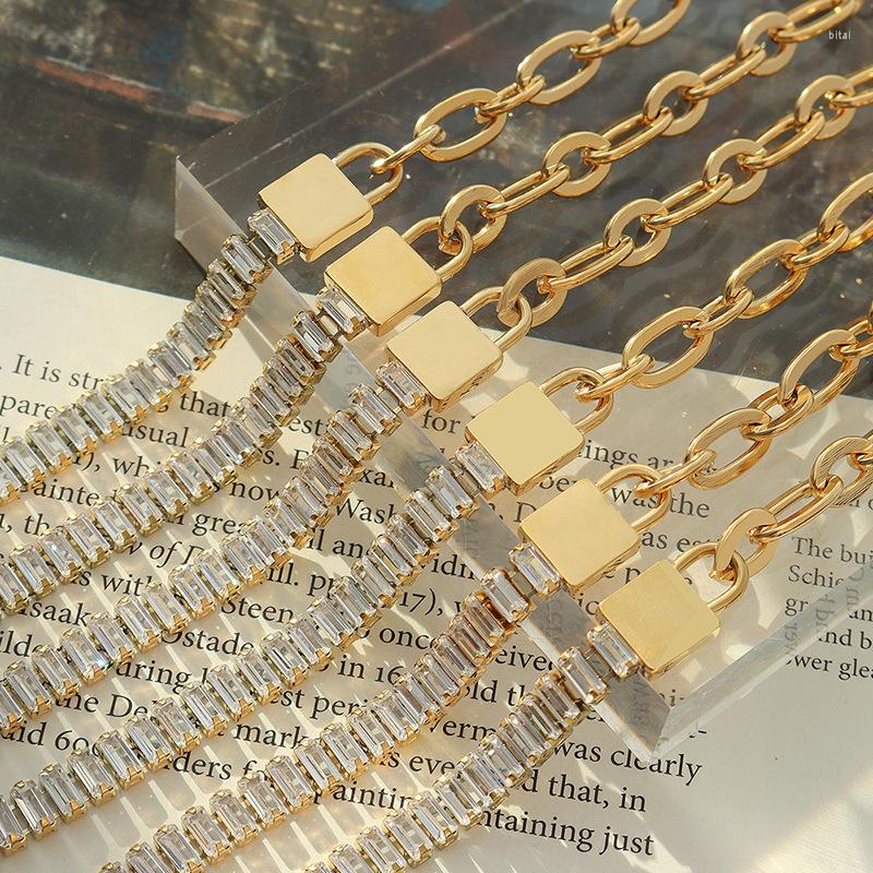 Link Bracelets Stainless Steel Full Zircon Chain Lock Pendant For Women Metal Splicing Bracelet Jewelry
Link Bracelets Stainless Steel Full Zircon Chain Lock Pendant For Women Metal Splicing Bracelet Jewelry