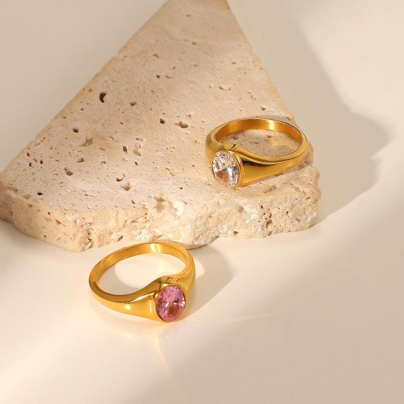 Cluster Rings Chunky 18k Gold Stainless Steel Fashion Women Accessories Stacking Geometric Oval Colorful White Pink Zircon
Cluster Rings Chunky 18k Gold Stainless Steel Fashion Women Accessories Stacking Geometric Oval Colorful White Pink Zircon