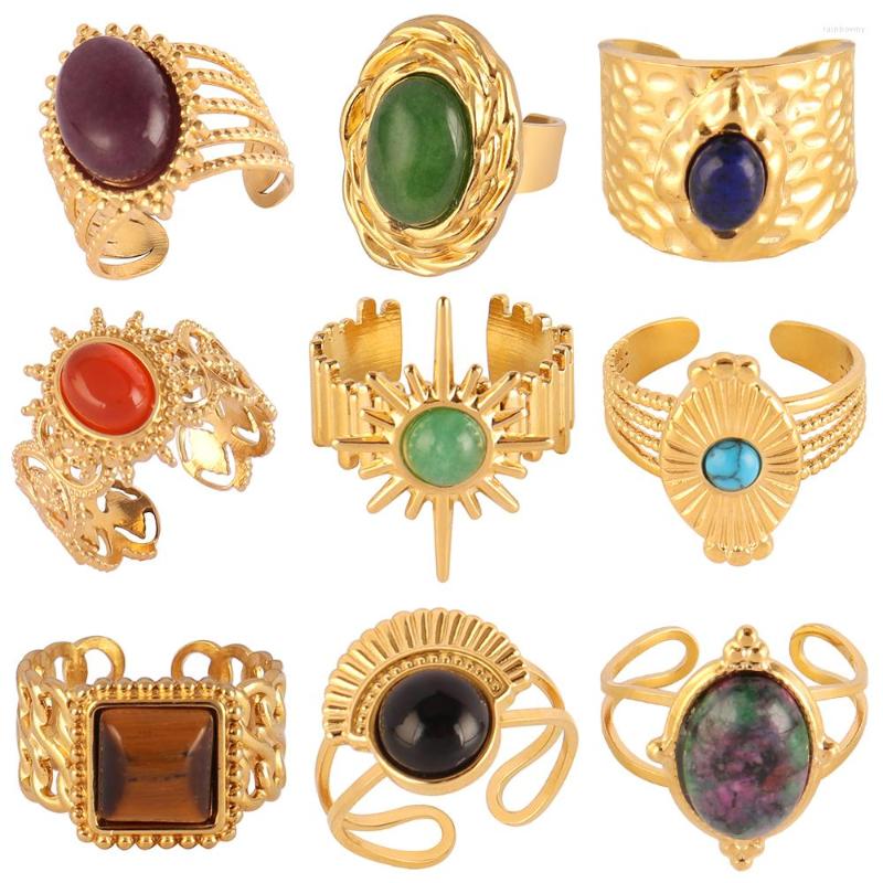 Cluster Rings Stainless Steel Natural Stone Bulk Gold Opening For Women Wide Chunky Ring Fashion Jewelry Finger Wholesale
Cluster Rings Stainless Steel Natural Stone Bulk Gold Opening For Women Wide Chunky Ring Fashion Jewelry Finger Wholesale
