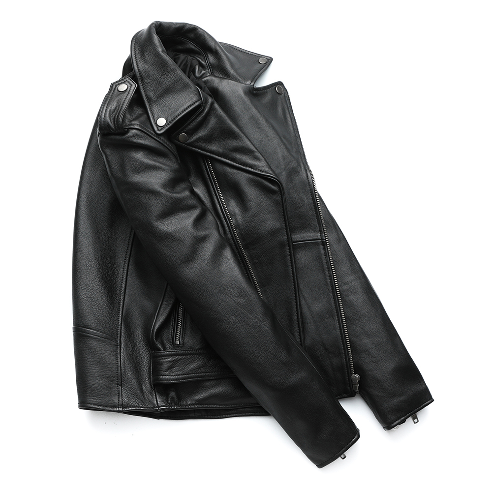 Men's Leather Faux MAPLESTEED Classical Motorcycle Jackets Men 100% Natural Cowhide Thick Moto Winter Sleeve 61-67cm 6XL M192 221201