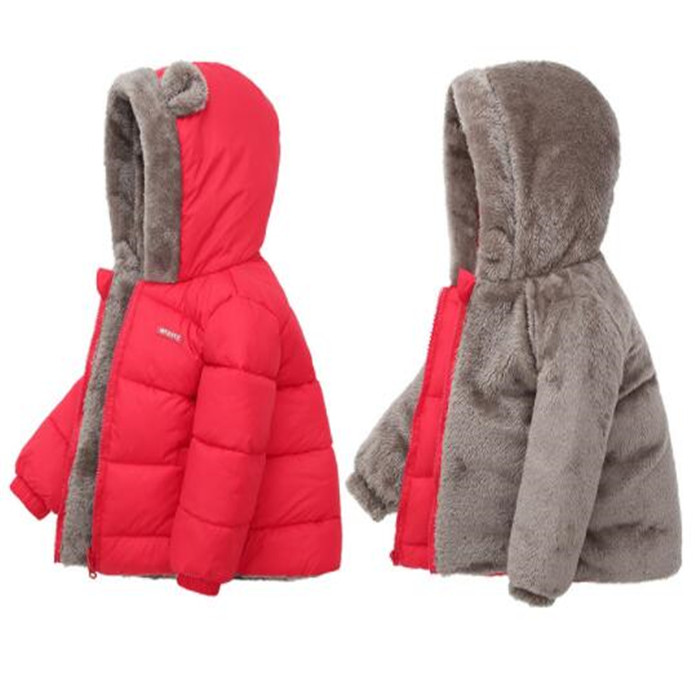 Children's Clothing Thickened Down Cotton Coat Boy Girls Winter Lamb Fleece Jacket kids Zipper Hooded Outwear