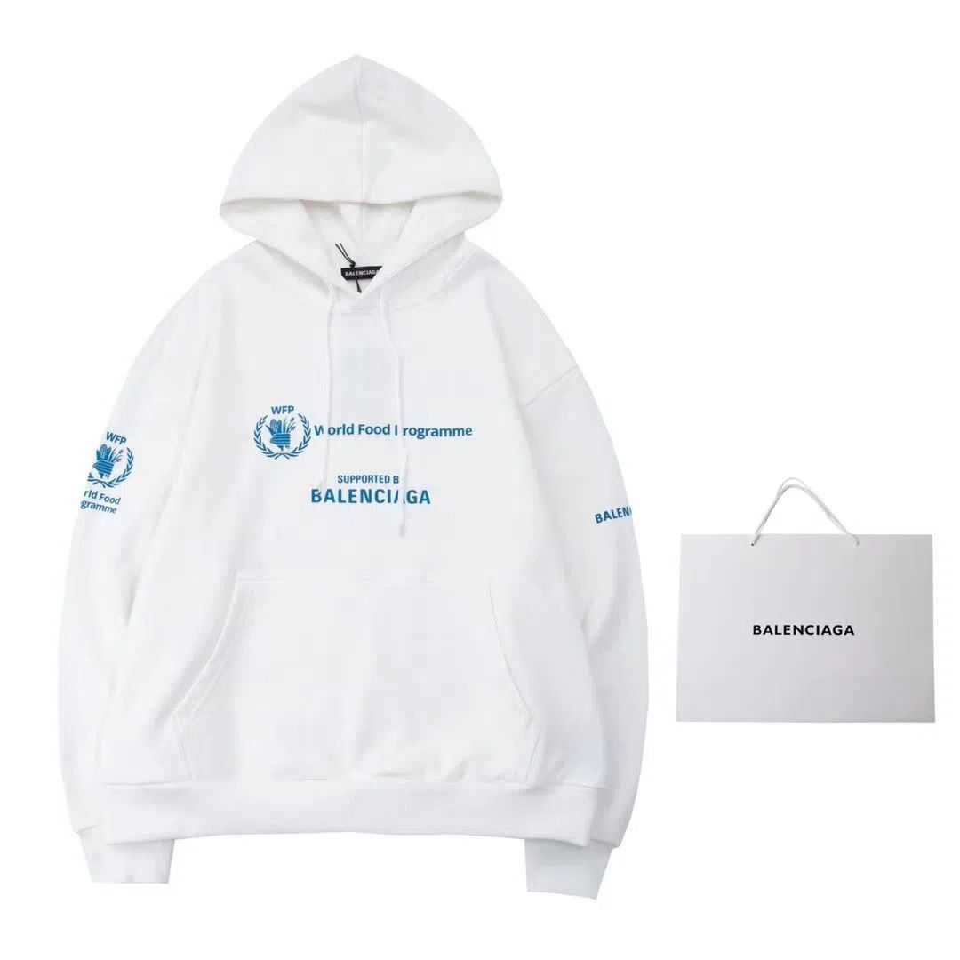 Designer Fashion Balencigass Hoodies Winter Original Brand Autumn Wfp World Food Charity Print Loose Men's Women's Hoodie, White
Designer Fashion Balencigass Hoodies Winter Original Brand Autumn Wfp World Food Charity Print Loose Men's Women's Hoodie, White