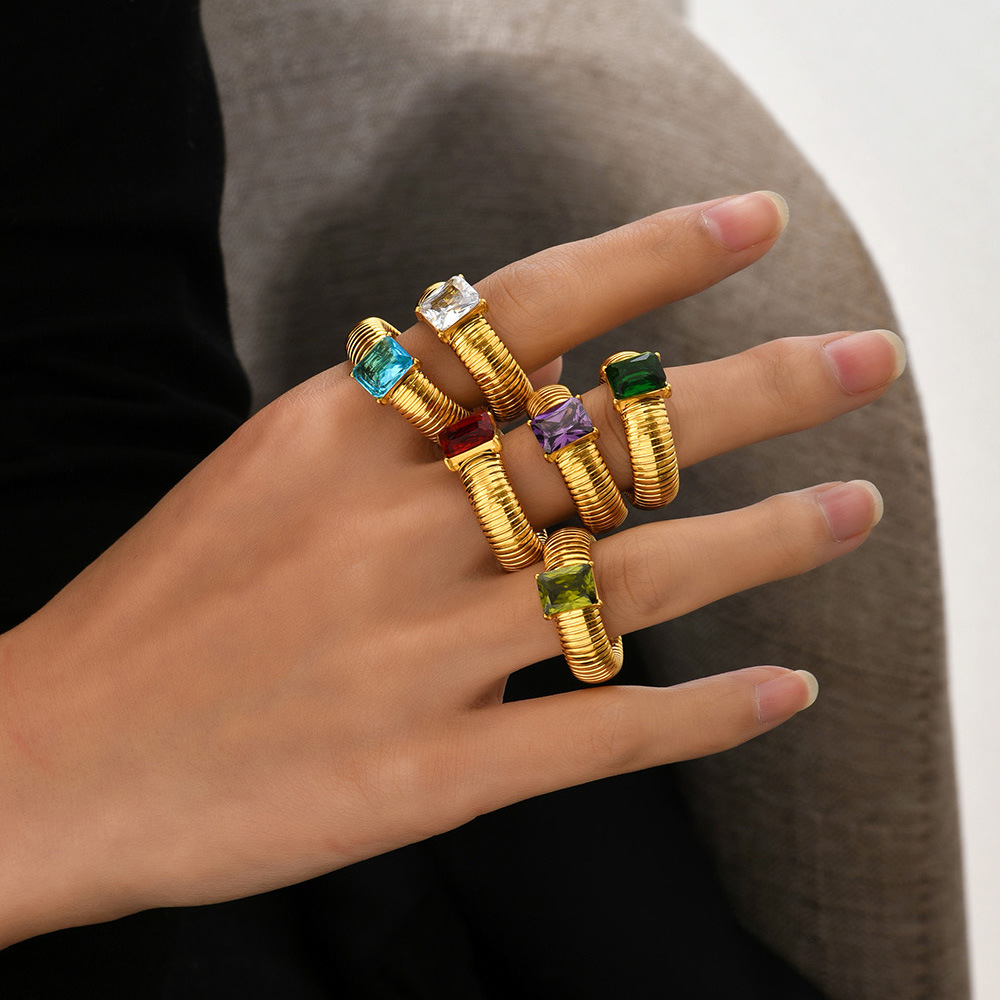 CZ Stones Rings for Women Men Gold Color Stainless Steel Ring Big Crystal Finger Ring
CZ Stones Rings for Women Men Gold Color Stainless Steel Ring Big Crystal Finger Ring