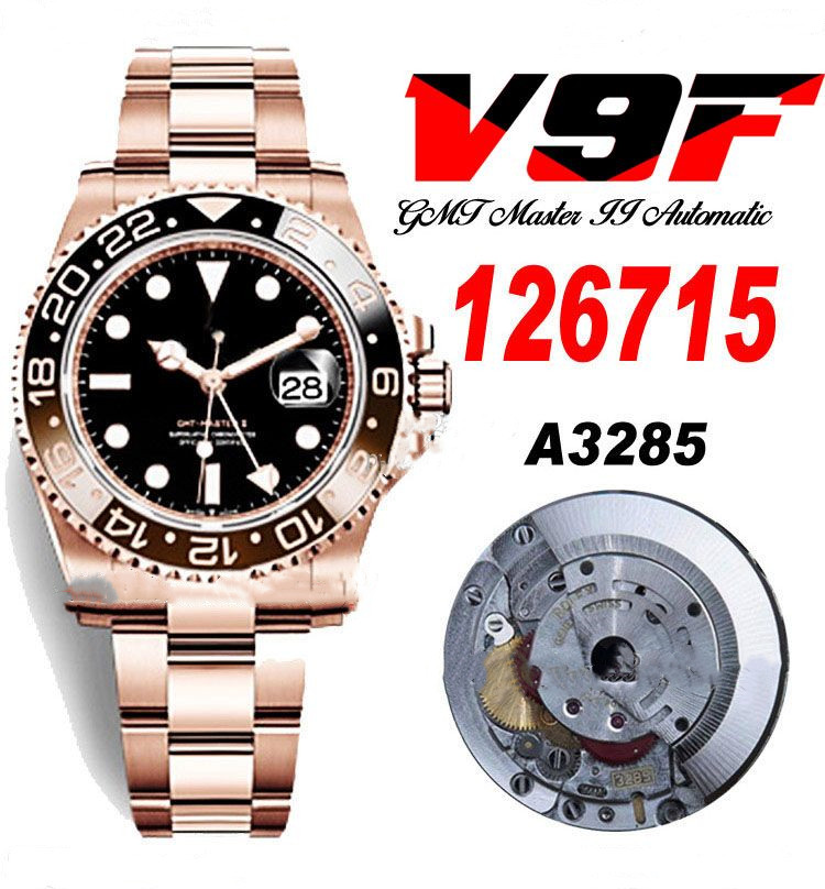 V9F GMT Root Beer A3285 Automatic Mens Watch V4 126715 40 Rose Gold Cola Ceramic Bezel Black Dial 904L OysterSteel Bracelet Super Edition
V9F GMT Root Beer A3285 Automatic Mens Watch V4 126715 40 Rose Gold Cola Ceramic Bezel Black Dial 904L OysterSteel Bracelet Super Edition