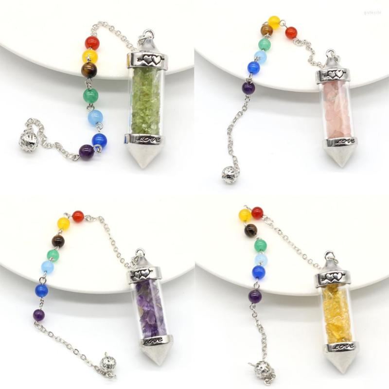 Pendant Necklaces Natural Chip Stone Pendulum Wishing Bottle Shape 7 Chakra Chain For Divination DIY Necklace Healing Reiki Jewelry
Pendant Necklaces Natural Chip Stone Pendulum Wishing Bottle Shape 7 Chakra Chain For Divination DIY Necklace Healing Reiki Jewelry
