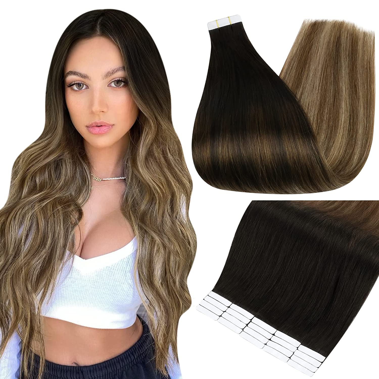 Balayage Tape in Hair Extensions 100% Remy Human Hair Balayage T2/6/18 Ombre Invisible Tape on Hair Extension 100g/40pcs