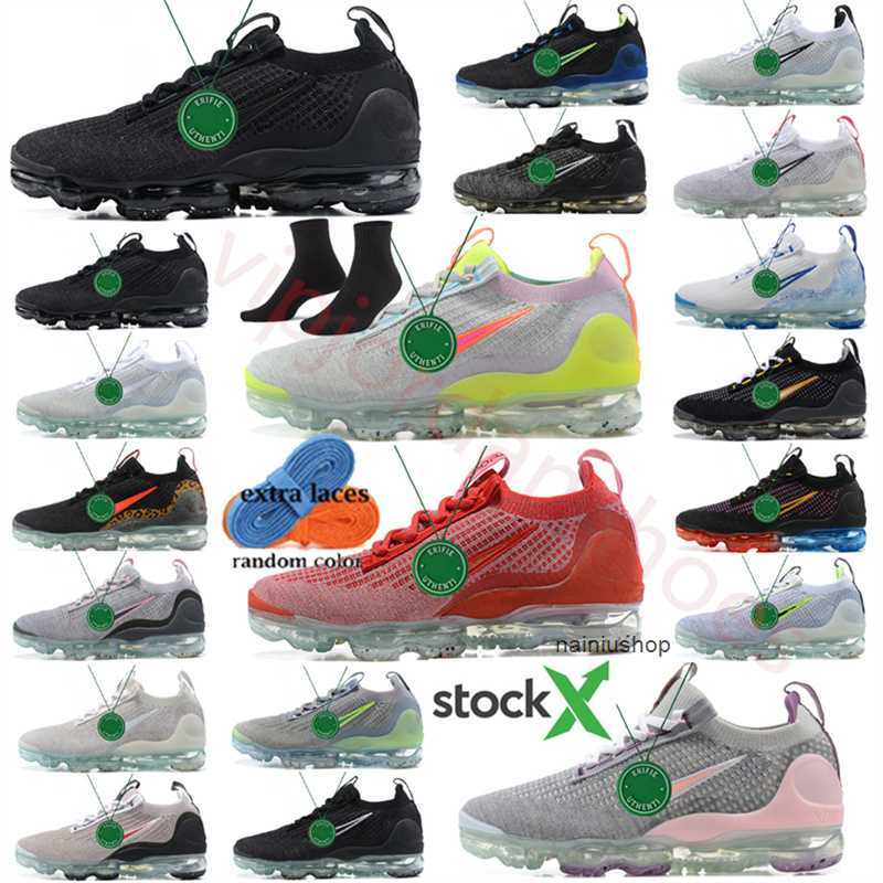 2026 with box Running shoes vapour maxs Flysknit Monochrome Black Multi Magic Ember Pollen Chlorine Bold Blue Oreo Metallic Silver Team Red Pure