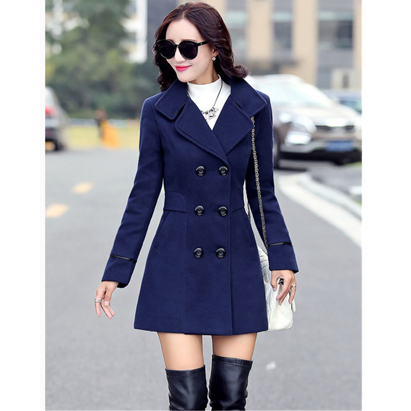 Women's Wool Blends UHYTGF Autumn And Winter Jacket Womens Clothing Medium Length en Coats Slim Wild Elegant Female Korean Outerwear 3XL124 22120