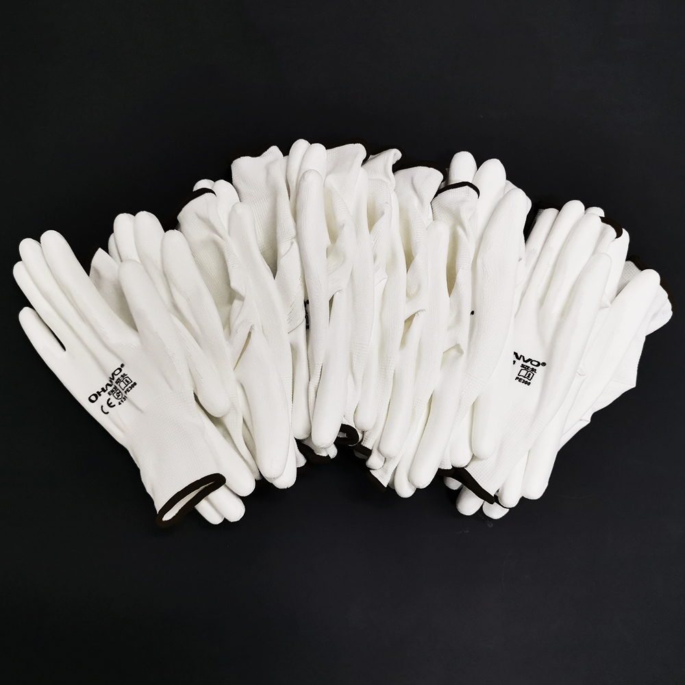Five Fingers Gloves 10 Pairs PU Nitrile Safety Coating Nylon Cotton Work Palm Coated Mechanic Working have CE EN388 221202