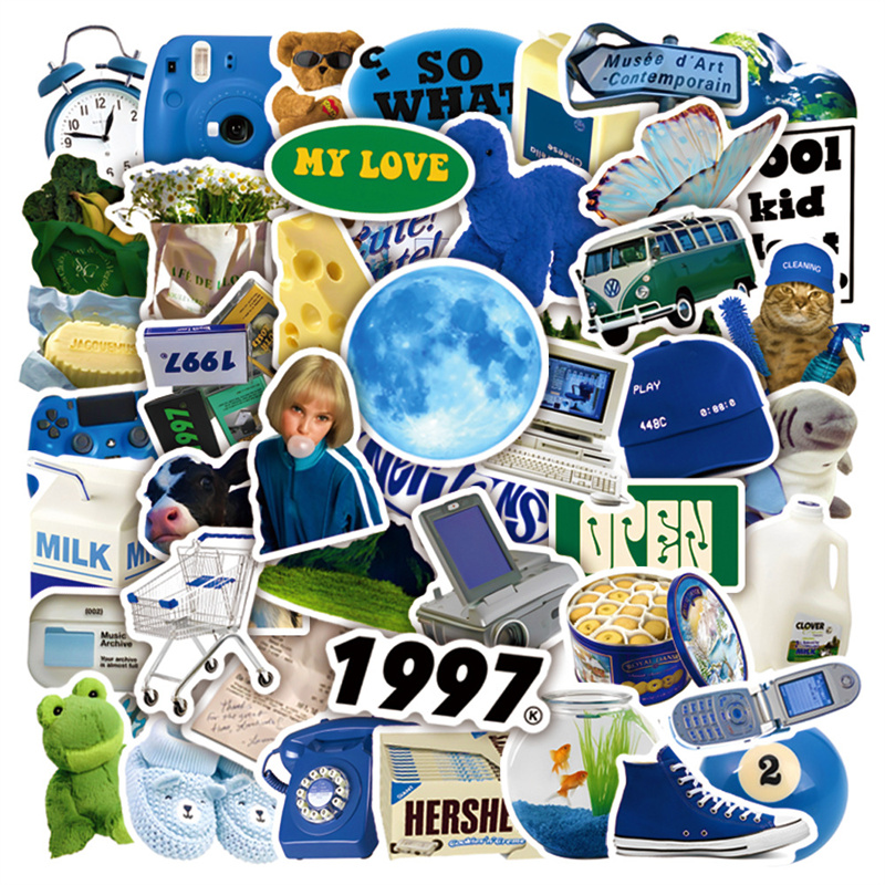 50PCS Blue INS Sticker Food Graffiti Stickers Book Laptop Guitar Motorcycle Luggage Skateboard DIY Decorative Decal, Multi colors
50PCS Blue INS Sticker Food Graffiti Stickers Book Laptop Guitar Motorcycle Luggage Skateboard DIY Decorative Decal, Multi colors