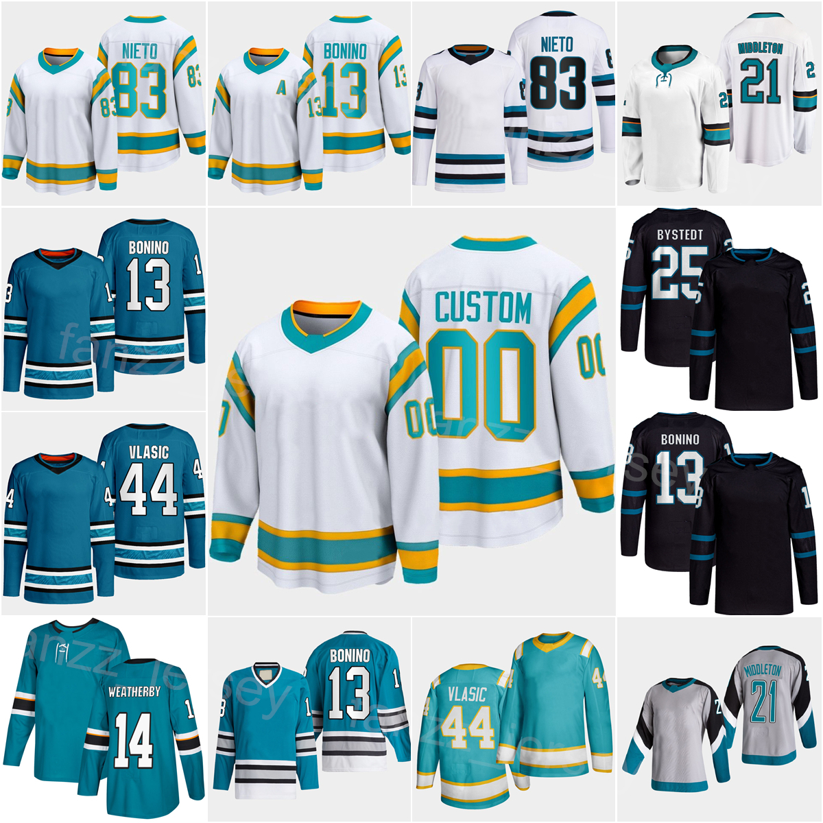 2023 Hockey Reverse Retro 83 Matt Nieto Jerseys 13 Nick Bonino 73 Noah Gregor 14 Jasper Weatherby 44 Marc-Edouard Vlasic Jacob Middleton Filip Bystedt Man Woman Youth, Black
2023 Hockey Reverse Retro 83 Matt Nieto Jerseys 13 Nick Bonino 73 Noah Gregor 14 Jasper Weatherby 44 Marc-Edouard Vlasic Jacob Middleton Filip Bystedt Man Woman Youth, Black