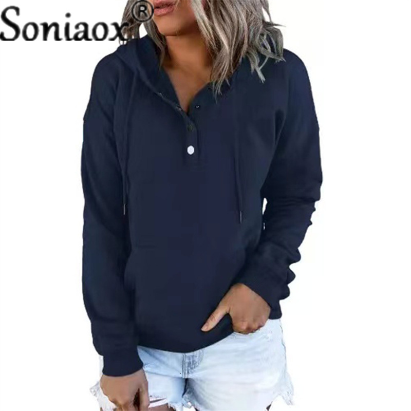 Women's Hoodies Sweatshirts Solid Color Hooded Autumn Winter Harajuku Ladies Casual Loose Long Sleeve Pocket Pullovers 221201