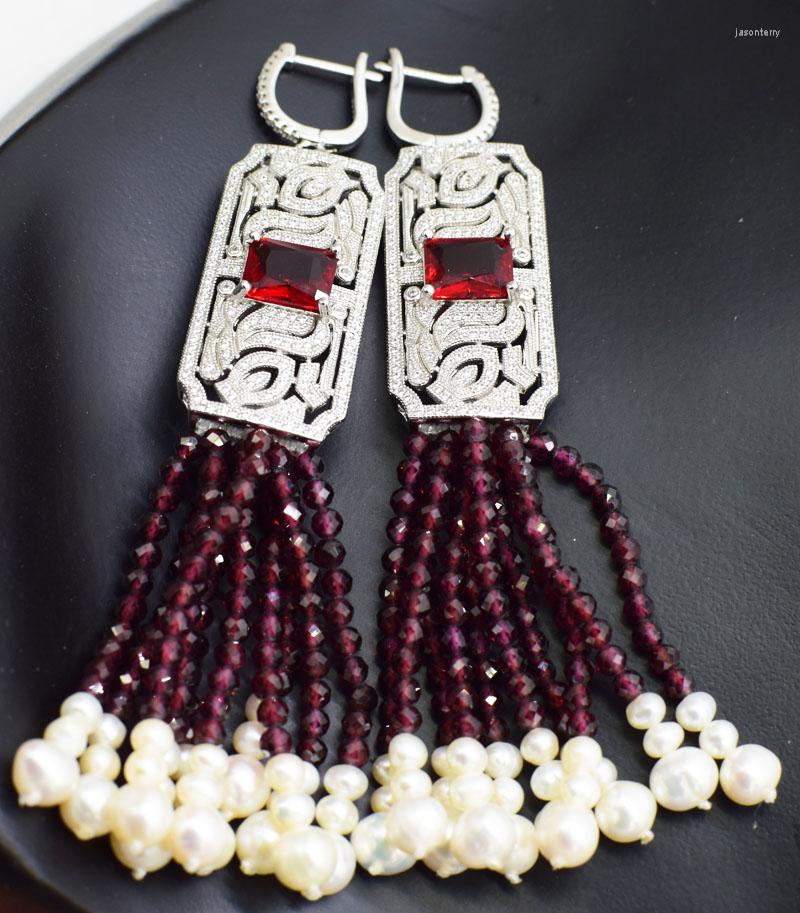 Dangle Earrings Freshwater Pearl Rice And Red Garnet Round Faceted 3mm Zircon Hook Tassel Earrigs Amazing
Dangle Earrings Freshwater Pearl Rice And Red Garnet Round Faceted 3mm Zircon Hook Tassel Earrigs Amazing