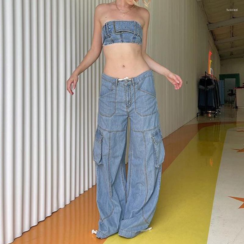 Women' Jeans MONMOIRA Low Waist Pockets Cargo Women Y2K Lace-up Denim Parachute Pant Female Casual Baggy Trousers Cwp0246-5, Blue
Women' Jeans MONMOIRA Low Waist Pockets Cargo Women Y2K Lace-up Denim Parachute Pant Female Casual Baggy Trousers Cwp0246-5, Blue