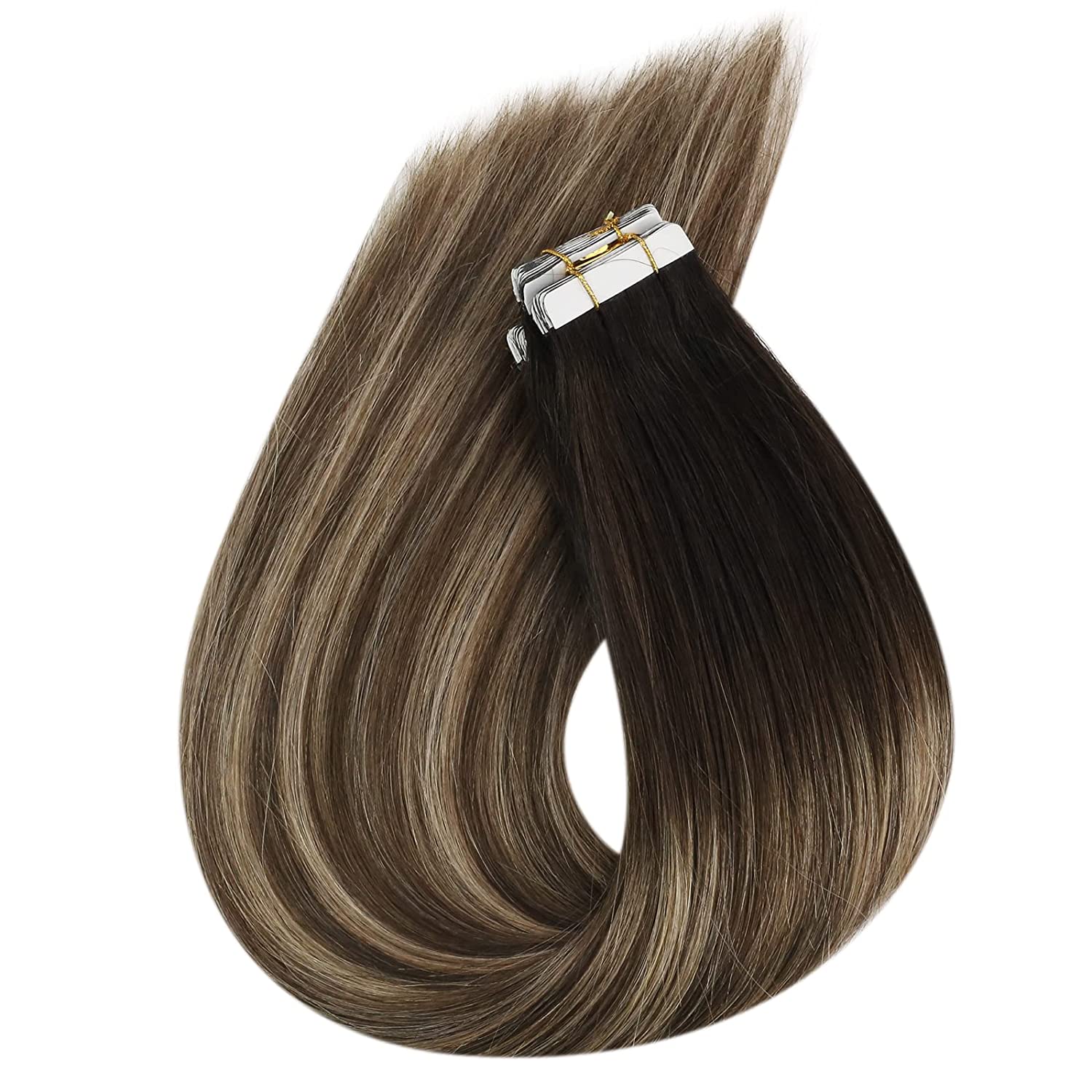 Balayage In Hair Extensions Slik Straight Skin Weft Ombre Tape Ins Extension Full Head 100G/40Pcs