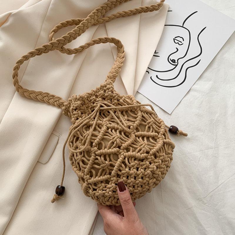 Evening Bags Cotton Rope Bucket Shoulder Bag For Women Handamade Woven Handbag Summer Beach Drawstring Crossbody Purse Bolsa, Khaki
Evening Bags Cotton Rope Bucket Shoulder Bag For Women Handamade Woven Handbag Summer Beach Drawstring Crossbody Purse Bolsa, Khaki