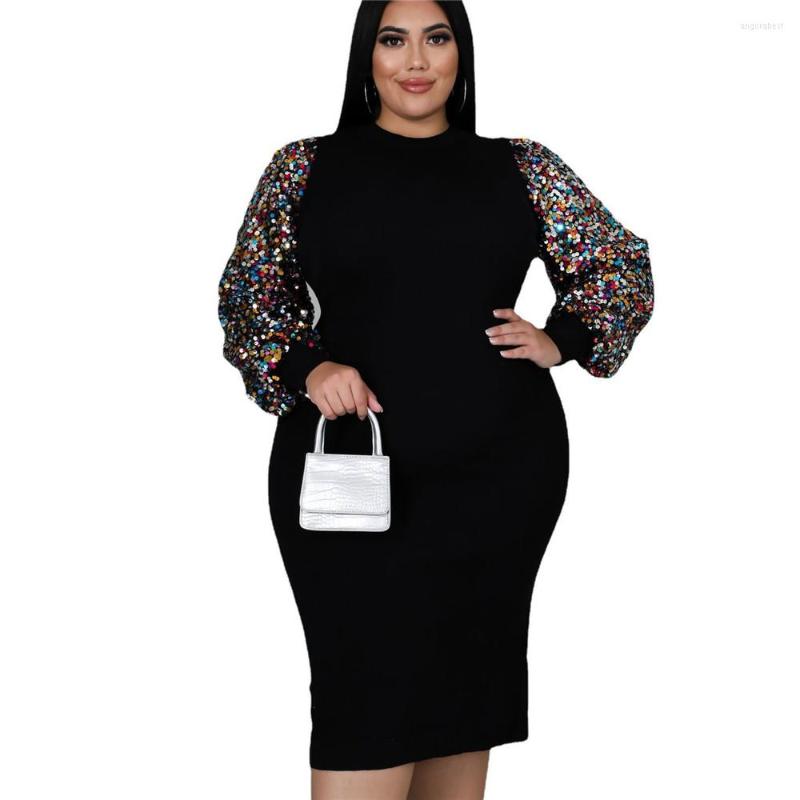 Plus Size Dresses Dress Sexy Solid Color Sequined Puff Sleeve Fat Lady Woman Utumn Spring Fashion Party, Black
Plus Size Dresses Dress Sexy Solid Color Sequined Puff Sleeve Fat Lady Woman Utumn Spring Fashion Party, Black