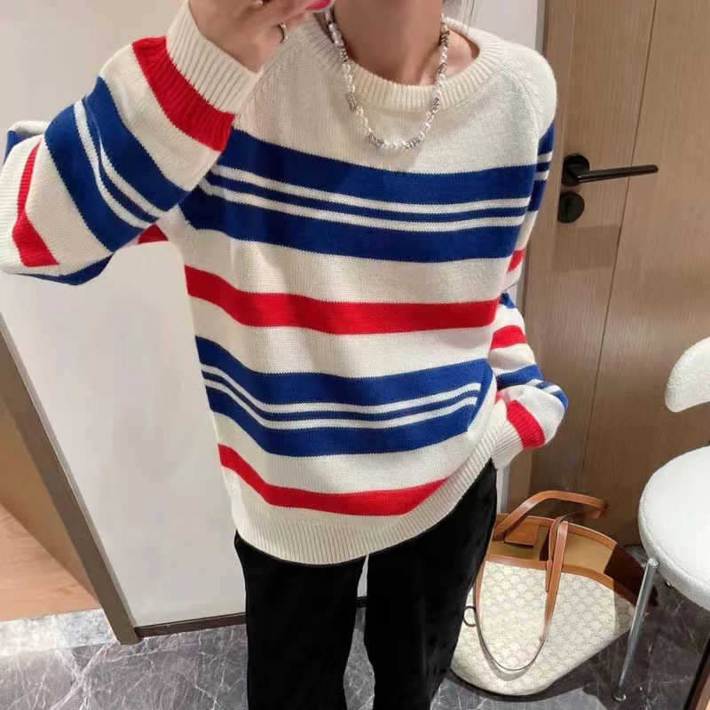 Women' Jacket Sweater Coat Cell 22FW Celebrity Autumn and Winter Blue Stripe Fashionable Fashion Slim Crew Neck Knitwear Loose Pullover, Blue white red stripe insert
Women' Jacket Sweater Coat Cell 22FW Celebrity Autumn and Winter Blue Stripe Fashionable Fashion Slim Crew Neck Knitwear Loose Pullover, Blue white red stripe insert