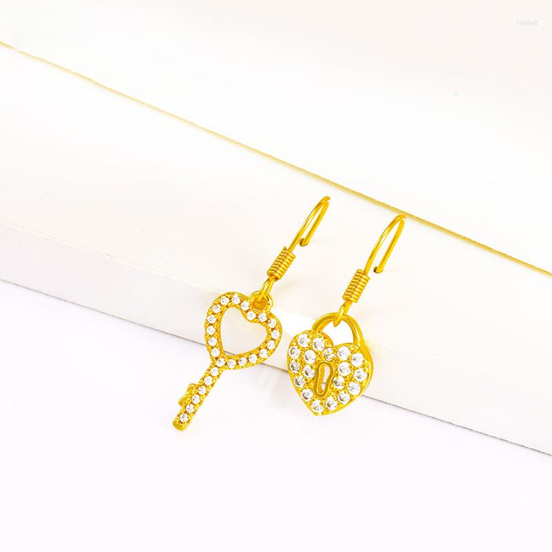 Stud Earrings Love Key Lock Asymmetrical Ear Hook European And American Style Gold Zircon Heart-shaped For Women
Stud Earrings Love Key Lock Asymmetrical Ear Hook European And American Style Gold Zircon Heart-shaped For Women