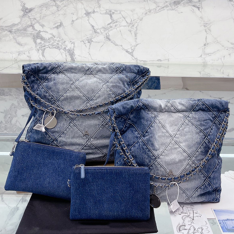 Designer Women 22 Hobo Quilted Denim Shopping Bag France Luxury Brand C Silver Chain Drawstring Tote Crossbody Handbag Lady Large Shoulder Bags With Coin Purse, Blue
Designer Women 22 Hobo Quilted Denim Shopping Bag France Luxury Brand C Silver Chain Drawstring Tote Crossbody Handbag Lady Large Shoulder Bags With Coin Purse, Blue