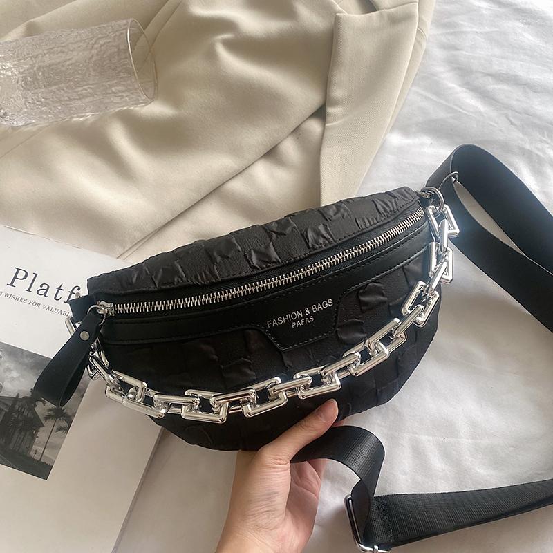 Waist Bags Thick Chain Women's Fanny Pack Plaid Nylon Bag Shoulder Crossbody Chest Casual Handbag Purse Female Belt, White
Waist Bags Thick Chain Women's Fanny Pack Plaid Nylon Bag Shoulder Crossbody Chest Casual Handbag Purse Female Belt, White