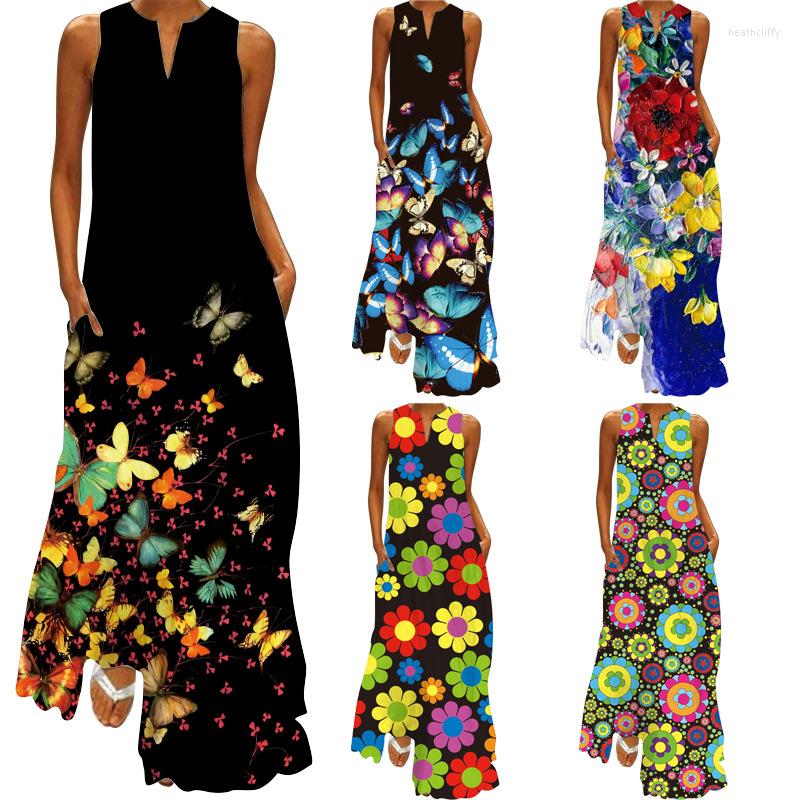 Casual Dresses Fashion Bohemian Sleeveless Loose Maxi Dress Women Party Luxury Elegant Sexy Beach Robe Vintage Printed Pocket Long 5XL, No2
Casual Dresses Fashion Bohemian Sleeveless Loose Maxi Dress Women Party Luxury Elegant Sexy Beach Robe Vintage Printed Pocket Long 5XL, No2