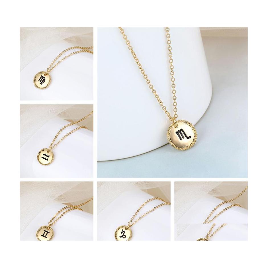 Pendant Necklaces 12 Constellation Necklace Fashion Zodiac Sign Coin Statement Pendant Women Jewelry Twee Horoscope Clavicle Chain D Dh0D7
Pendant Necklaces 12 Constellation Necklace Fashion Zodiac Sign Coin Statement Pendant Women Jewelry Twee Horoscope Clavicle Chain D Dh0D7