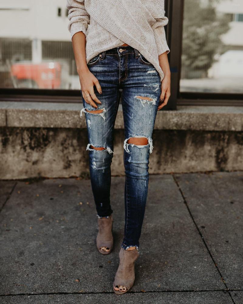 Women' Jeans Woman Pencil Pants European Style Trouser Holes High Waist Denim Streetwear
Women' Jeans Woman Pencil Pants European Style Trouser Holes High Waist Denim Streetwear