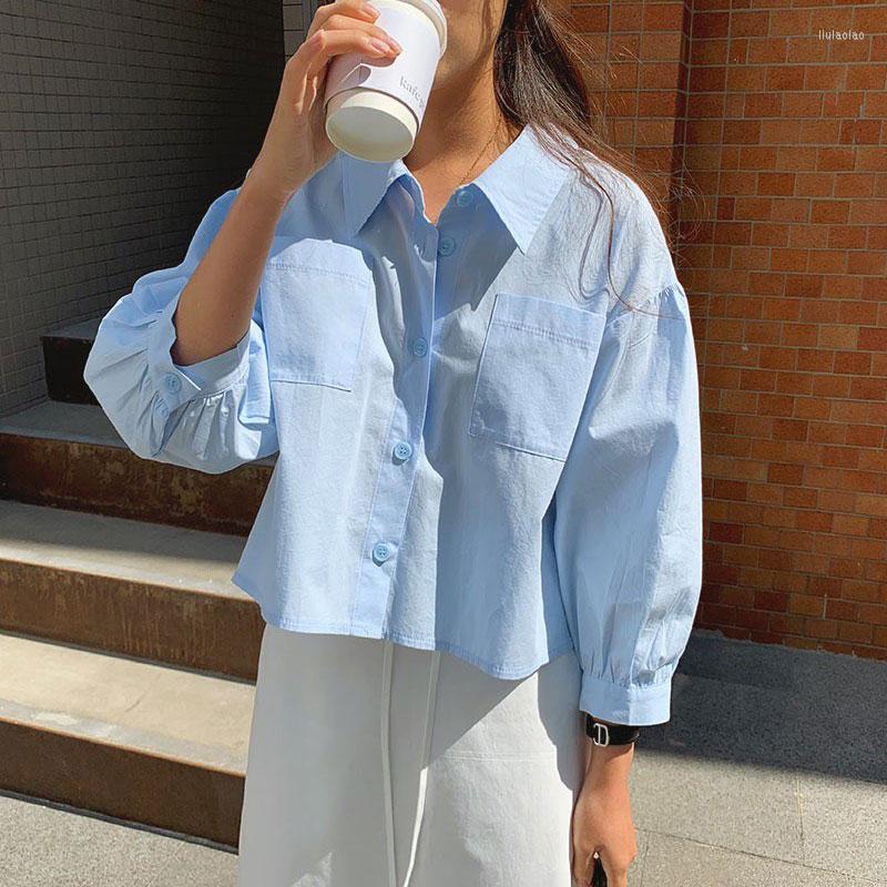 Women's Blouses ASYMSAY Korean Single Breasted Lapel Short Casual Shirt Top Elegant Loose Solid Blusas 2022 Fashion Blouse Party, Blue
Women's Blouses ASYMSAY Korean Single Breasted Lapel Short Casual Shirt Top Elegant Loose Solid Blusas 2022 Fashion Blouse Party, Blue