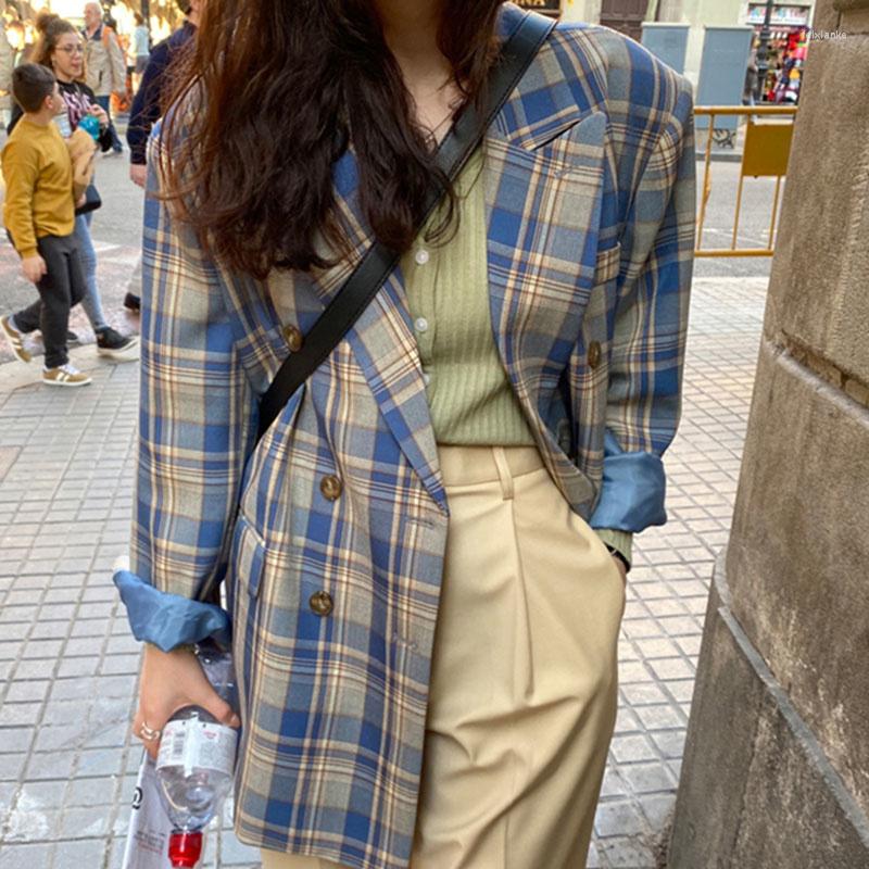 Women' Suits Women Plaid Loose Casual Blazer Jackets Office Lady Work Korean Suit Coat Vintage Elegant Outwear Fashion Clothes, Blue
Women' Suits Women Plaid Loose Casual Blazer Jackets Office Lady Work Korean Suit Coat Vintage Elegant Outwear Fashion Clothes, Blue