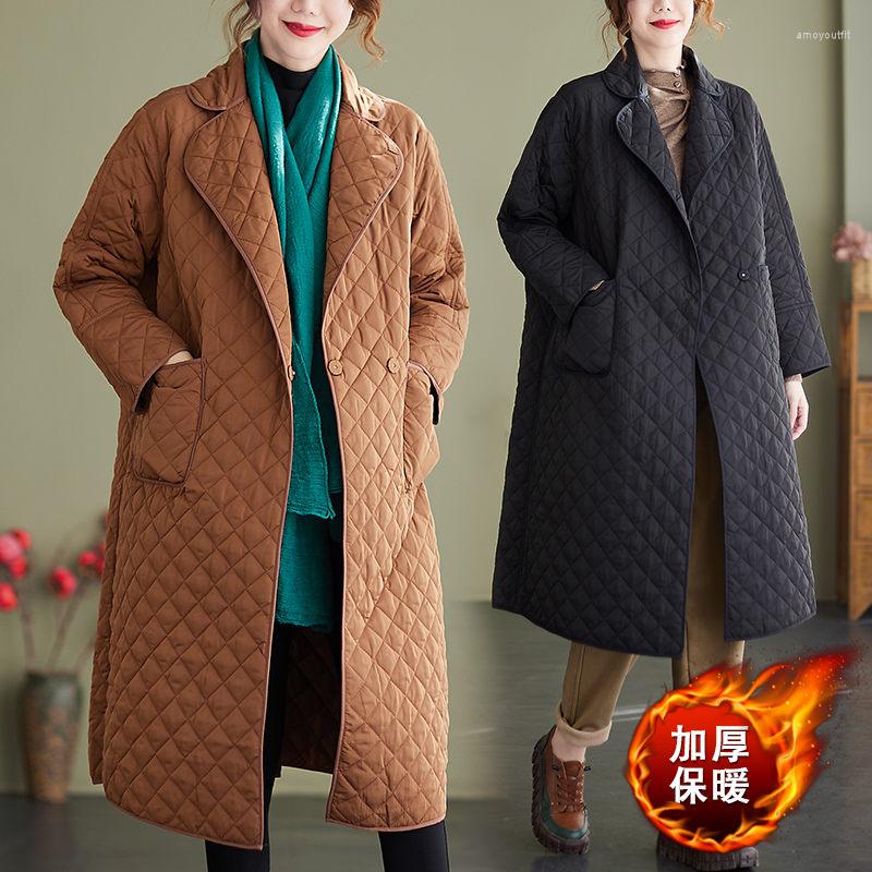 Women's Suits Autumn Winter Suit Collar Parka Blazer Women Retro Solid Color Mid-Length Long Sleeve Loose Cotton Coat Female Windbreaker, Black
Women's Suits Autumn Winter Suit Collar Parka Blazer Women Retro Solid Color Mid-Length Long Sleeve Loose Cotton Coat Female Windbreaker, Black