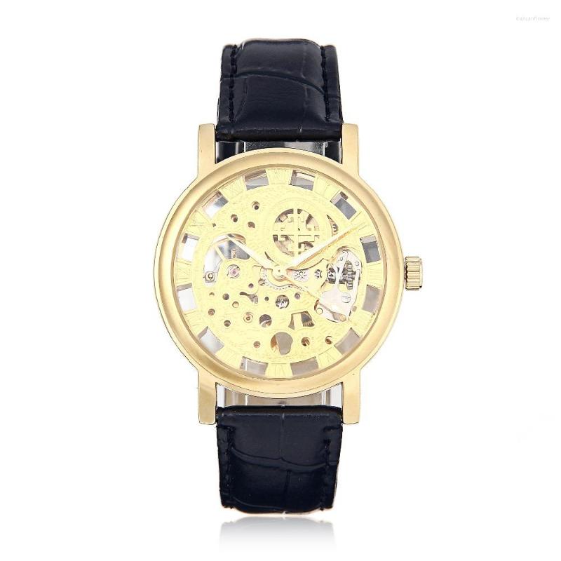Wristwatches Golden Tone Hollow Skeleton Mens Lady Women Wind Up Mechanical Analog Wrist Watch Black Leather Band Gift Promotion Price, Gold
Wristwatches Golden Tone Hollow Skeleton Mens Lady Women Wind Up Mechanical Analog Wrist Watch Black Leather Band Gift Promotion Price, Gold
