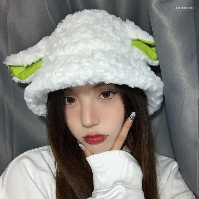 Berets Fashion Autumn Winter Lamb Wool Fur Bucket Hat Sheep Ear Plush Fisherman Caps Soft Warm Thick Basin Protection Hats, White
Berets Fashion Autumn Winter Lamb Wool Fur Bucket Hat Sheep Ear Plush Fisherman Caps Soft Warm Thick Basin Protection Hats, White