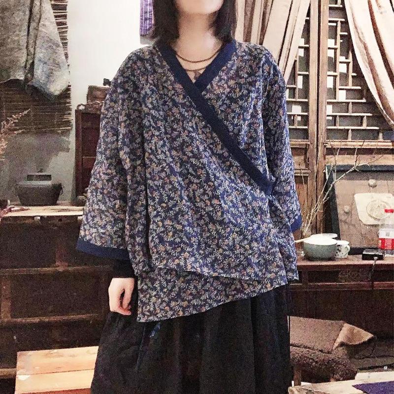 Women's Blouses Women Vintage Print Floral Kimono Shirts V Neck Japanese Style Tops Cardigans 2022 Spring Ramie High Quality, Printed 
Women's Blouses Women Vintage Print Floral Kimono Shirts V Neck Japanese Style Tops Cardigans 2022 Spring Ramie High Quality, Printed