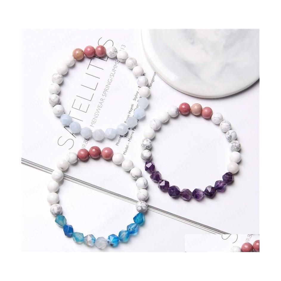 Beaded Women Original Natural Pink Rhodochrosite White Howlite Purple Amethysts Aquamarin Quartz Crystal Gem Stone Bead Bracelet Dro Dhi6O
Beaded Women Original Natural Pink Rhodochrosite White Howlite Purple Amethysts Aquamarin Quartz Crystal Gem Stone Bead Bracelet Dro Dhi6O