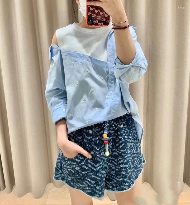 Women' Blouses 2022 Summer Women' Patchwork Shirt Blue Long-sleeved Embroidery French Friend Elegant Fashion Top, Bl19643
Women' Blouses 2022 Summer Women' Patchwork Shirt Blue Long-sleeved Embroidery French Friend Elegant Fashion Top, Bl19643