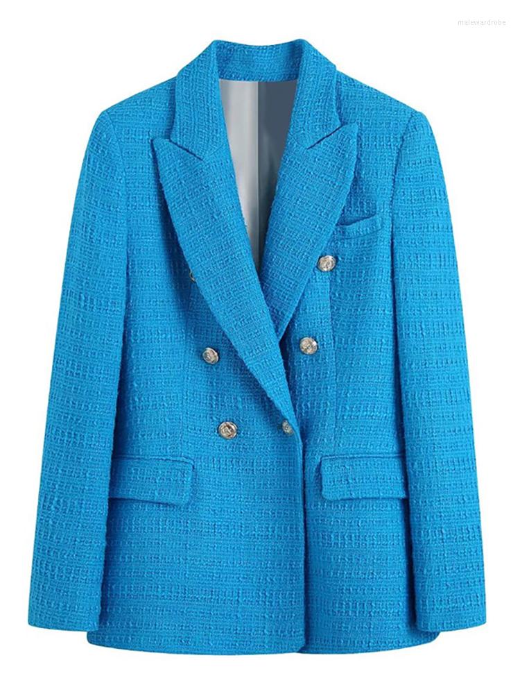 Women's Suits Evfer Chic Lady Office Style Fashion Double Breasted Long Blazers Womens Spring Autumn Two Pockets Blue Slim Jackets Outwear
Women's Suits Evfer Chic Lady Office Style Fashion Double Breasted Long Blazers Womens Spring Autumn Two Pockets Blue Slim Jackets Outwear