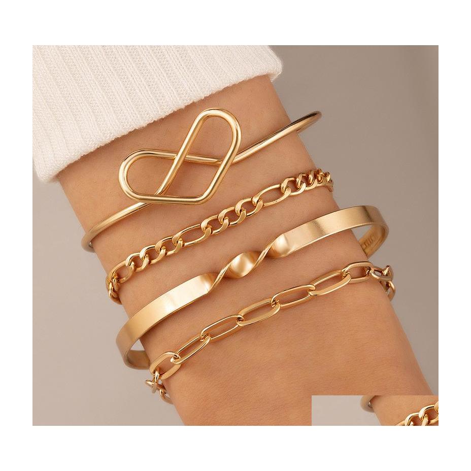 Charm Bracelets Fashion Jewelry Bracelet Set For Women Bangle Love Opening Geometric Chain Bracelets 4Pcs/Set Drop Delivery Dhxid
Charm Bracelets Fashion Jewelry Bracelet Set For Women Bangle Love Opening Geometric Chain Bracelets 4Pcs/Set Drop Delivery Dhxid