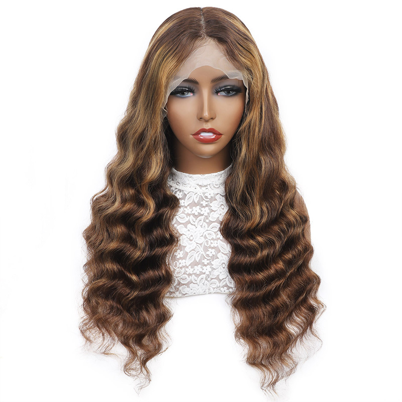 Brazilian Human Hair P4 27 Piano Color Loose Deep 13X4 Lace Front Wig 10-32inch 150% 180% 210% Density Yirubeauty