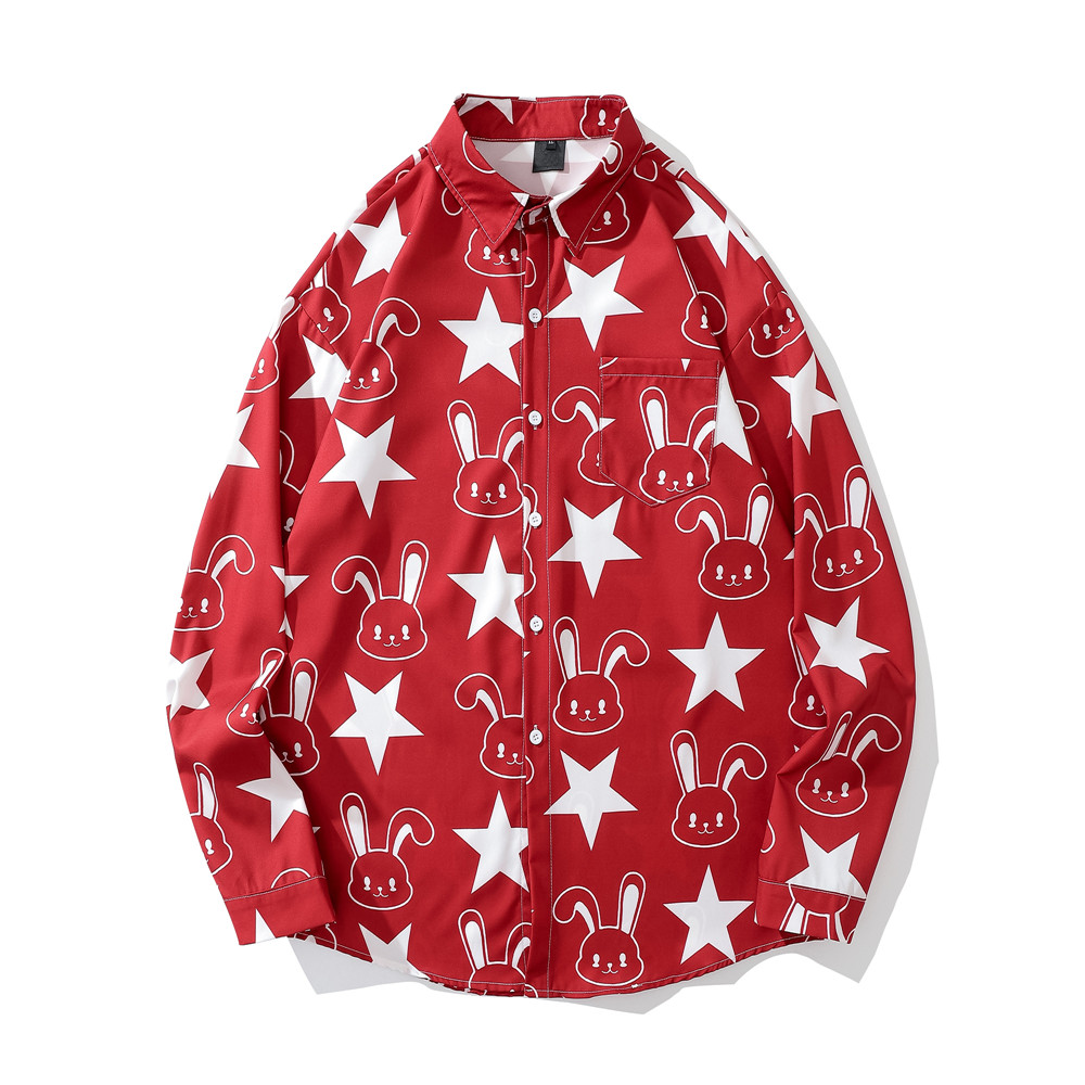 Shirts Men's Casual Shirts Women Button Up Thin Material Man Blouse, Red