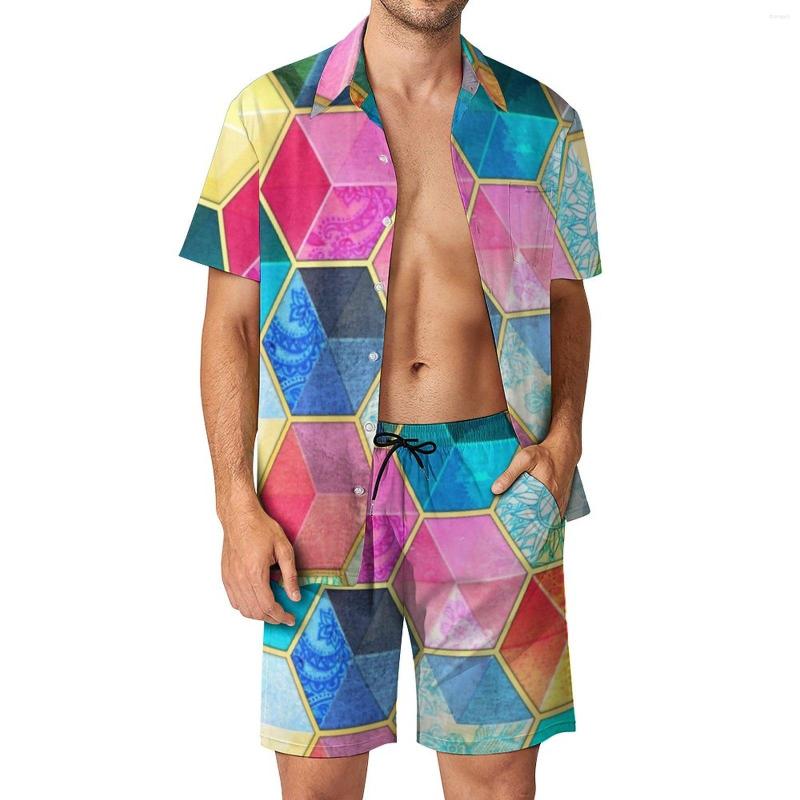 Men's Tracksuits Colorful Geo Print Men Sets Honeycomb Cubes Casual Shorts Summer Vintage Beachwear Shirt Set Short-Sleeve Oversized Suit, Style-2
Men's Tracksuits Colorful Geo Print Men Sets Honeycomb Cubes Casual Shorts Summer Vintage Beachwear Shirt Set Short-Sleeve Oversized Suit, Style-2