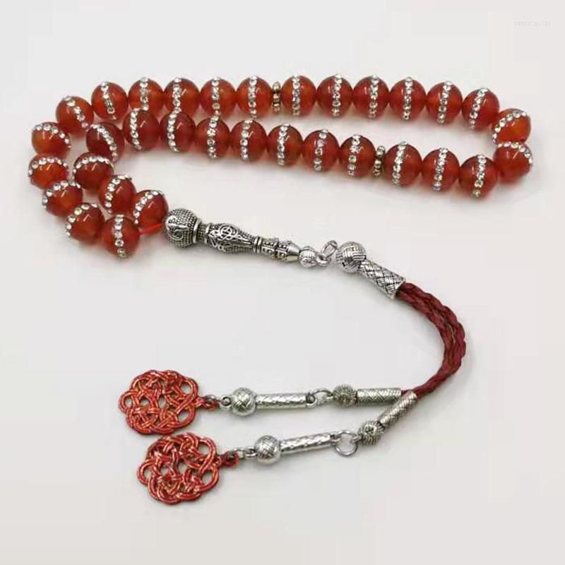 Strand Women's Tasbih Natural Red Agates With Crystal Diamonds 33 Prayer Bead Misbaha Luxurious Accessories Jewelry Bracelet Masbaha
Strand Women's Tasbih Natural Red Agates With Crystal Diamonds 33 Prayer Bead Misbaha Luxurious Accessories Jewelry Bracelet Masbaha