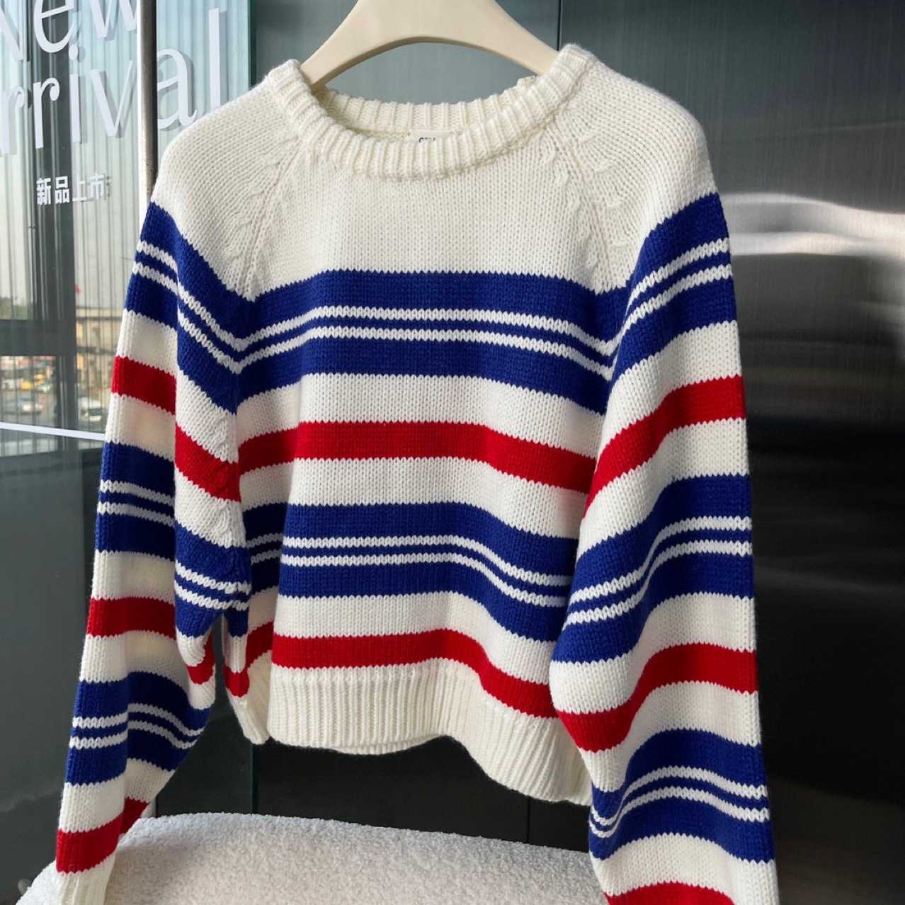 Women' Jacket Sweater Coat Cell 22FW Celebrity White Blue Loose Relaxed Casual Cashmere Knitwear Stripe SweaterElegant Classic Fashion, Contrast stripe
Women' Jacket Sweater Coat Cell 22FW Celebrity White Blue Loose Relaxed Casual Cashmere Knitwear Stripe SweaterElegant Classic Fashion, Contrast stripe